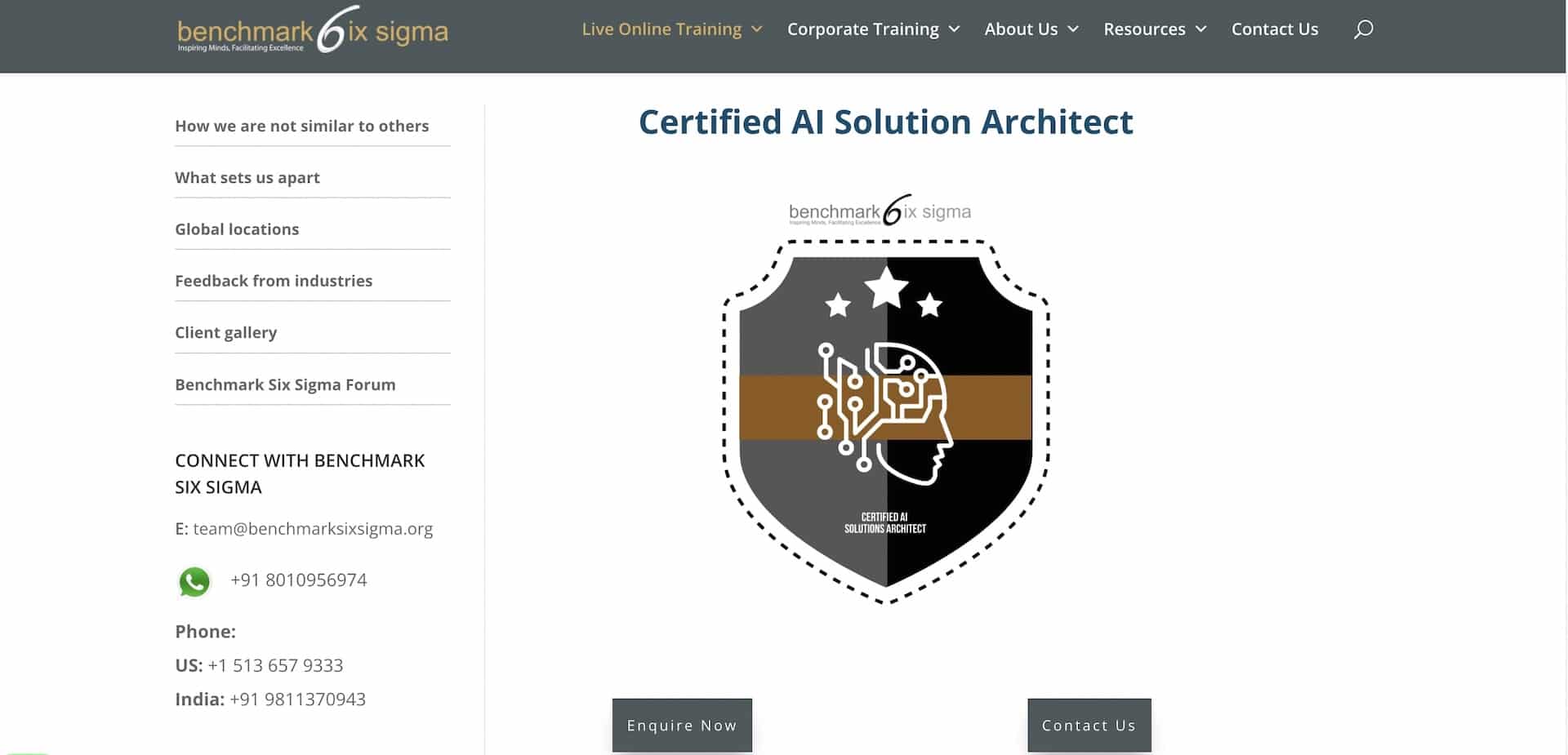 Benchmark Six Sigma AI Architect Certificate